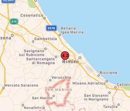 Scossa sismica di magnitudo 4.2 a Santarcangelo di Romagna