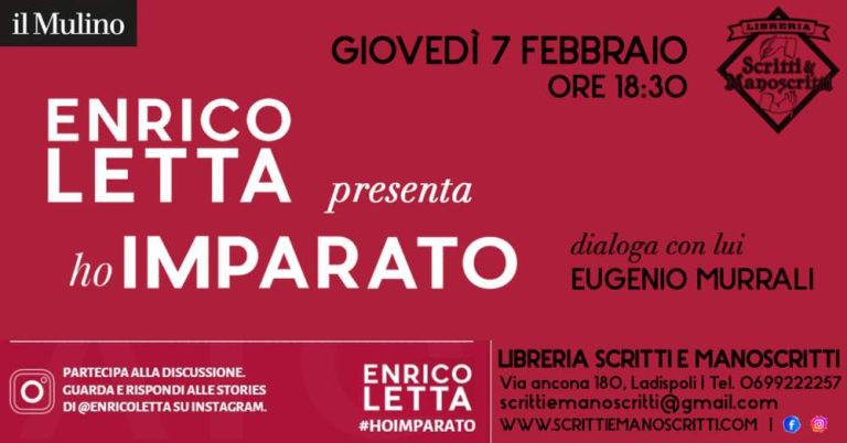Enrico Letta presenta il suo nuovo libro da Scritti e Manoscritti