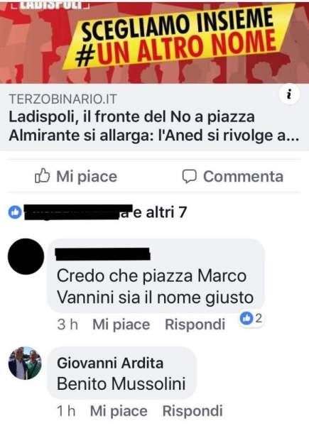 L’ennesima gaffe di Ardita: Piazza Marco Vannini? No “Benito Mussolini”