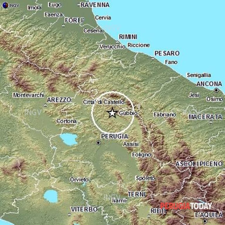 Perugia, registrata scossa sismica di magnitudo 3.2
