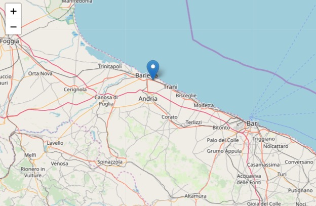 Puglia, registrata scossa sismica di magnitudo 3.9 a pochi chilometri da Barletta