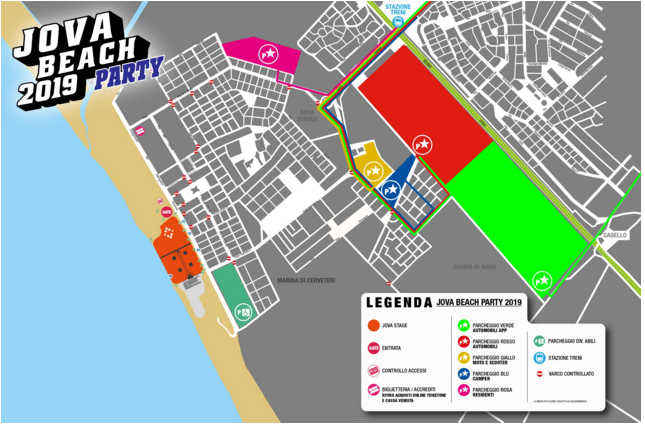 Jova Beach Party Marina di Cerveteri, info su viabilità, rilascio permessi, parcheggi e TPL