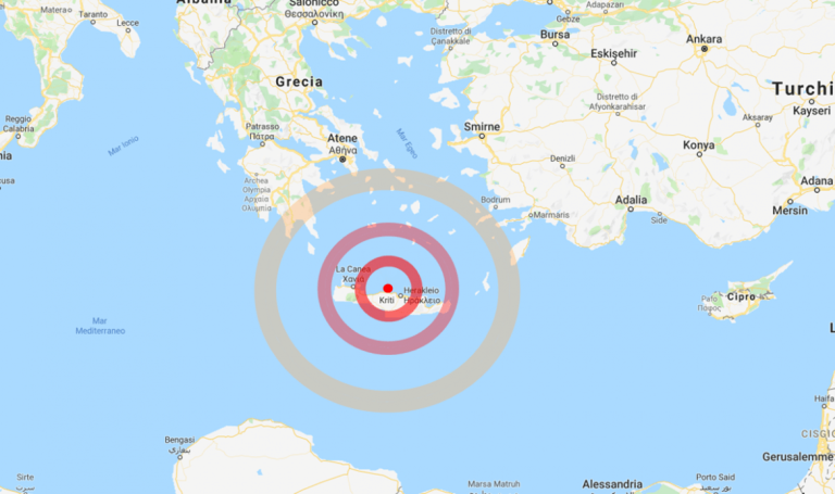 Creta, registrata scossa sismica di magnitudo 5.3