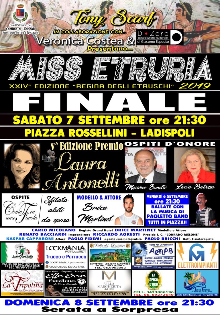 Torna Miss Etruria in piazza Rossellini, week end da non perdere a Ladispoli