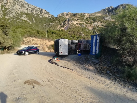 Siniscola (Nuoro), camion si ribalta: ferito l’autista