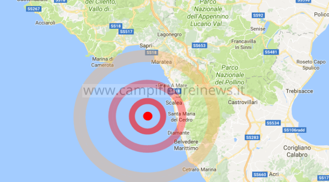 Scalea (Cosenza), tanta paura per una forte scossa sismica di magnitudo 4.4