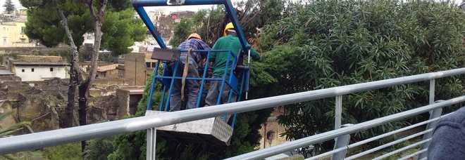 Ercolano, frana nell’aerea archeologica nei pressi della Domus di Telefo