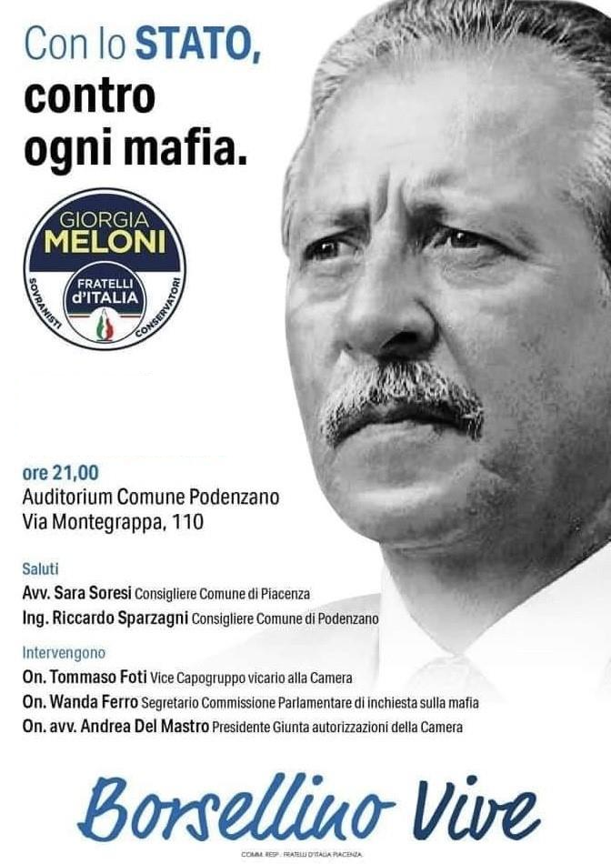 La famiglia di Paolo Borsellino contro Fratelli d’Italia che ha usato la sua immagine in un manifesto