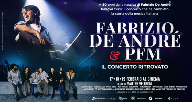 Cinema, nelle sale dal 17 al 19 febbraio il film-concerto di Fabrizio De Andrè con la PFM del 1979 per la regia di Walter Veltroni