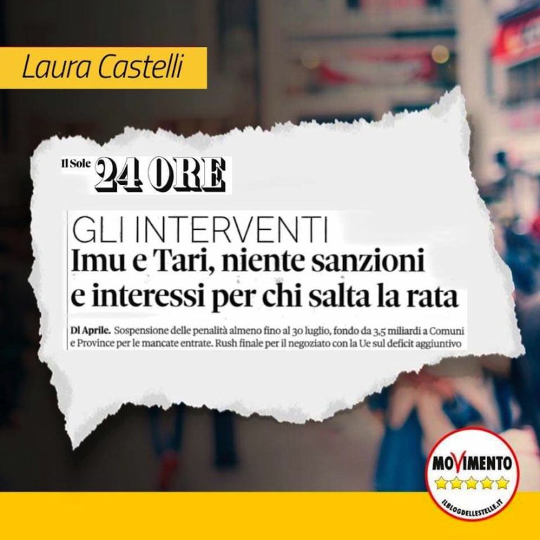 M5S: “Compensazioni per mancate entrate di Imu e Tari”