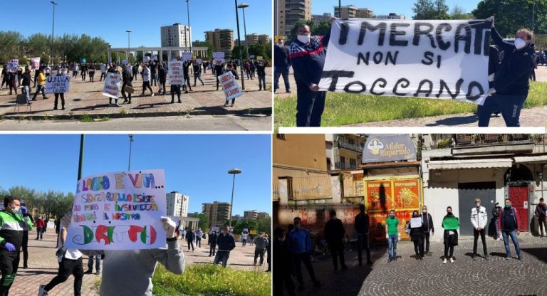 Emergenza coronavirus: a Napoli la protesta dei venditori ambulanti dei mercati