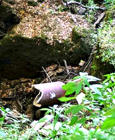 Ancora incivili alla Necropoli, spaccato e gettato in un fosso il bidone per la raccolta rifiuti