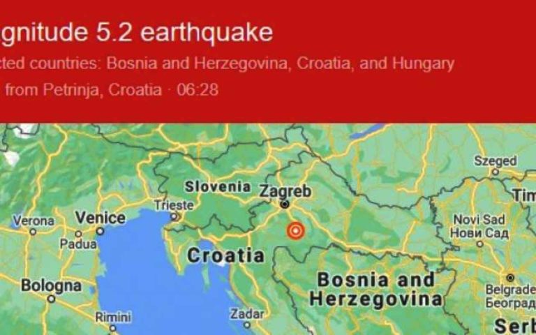 Croazia, registrata scossa sismica di magnitudo 5.2 nei pressi di Petrinja: un morto e 27 feriti