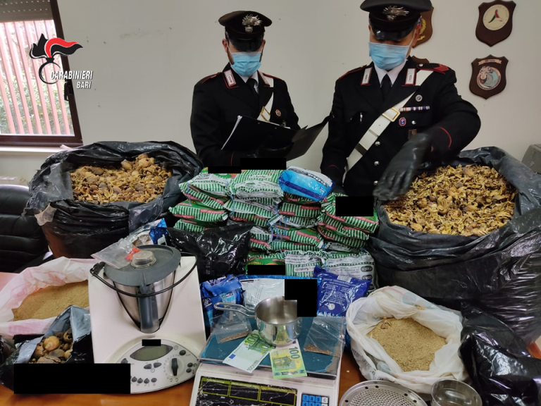 Santeramo in Colle (Bari), avevano 28 chili di oppio nel garage: due persone in manette