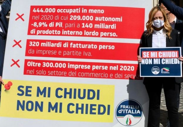 Flash mob di Fratelli d’Italia davanti Palazzo Chigi: “La norma del dl sostegni sulle cartelle esattoriali è una presa in giro”