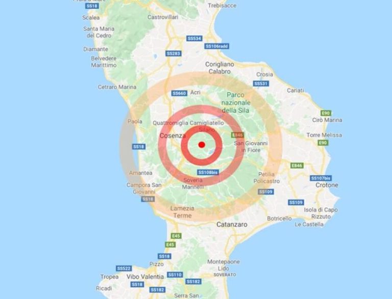 Calabria, registrata scossa sisma di magnitudo 3 in provincia di Cosenza