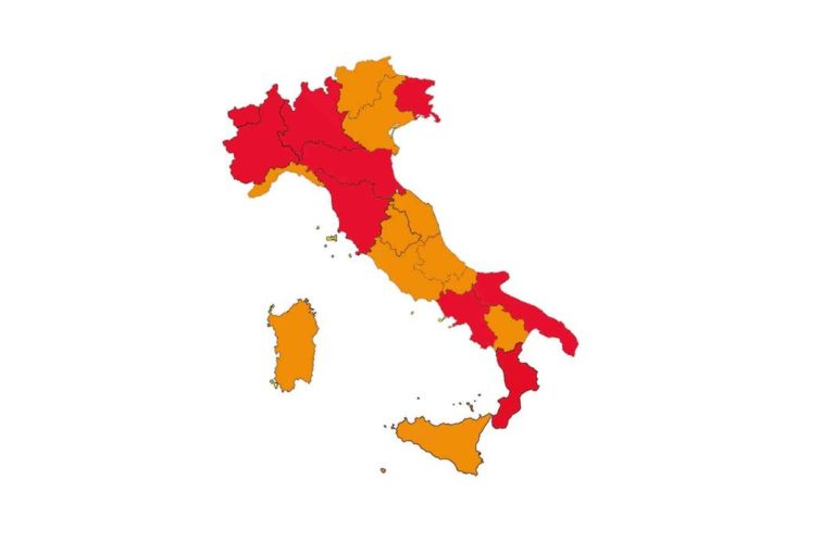 Coronavirus, l’Italia torna a “due colori”: dieci regioni in arancione e le ristanti in rosso
