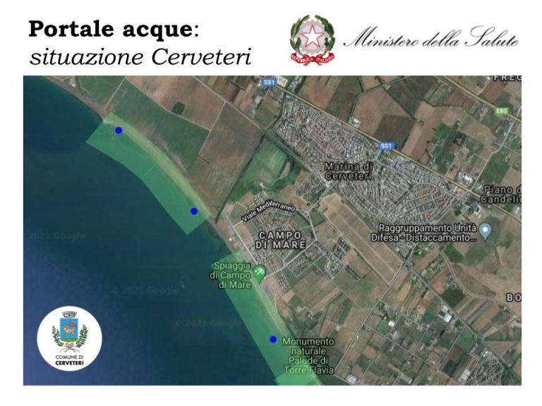 Campo di Mare, Portale Acque del Ministero della Salute: il mare di Cerveteri è eccellente