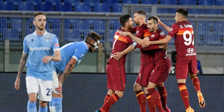 La Roma riscatta il ko dell’andata e si aggiudica il derby di ritorno superando 2-0 la Lazio