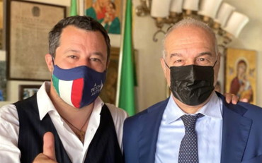 Campidoglio, colloquio tra Matteo Salvini ed Enrico Michetti