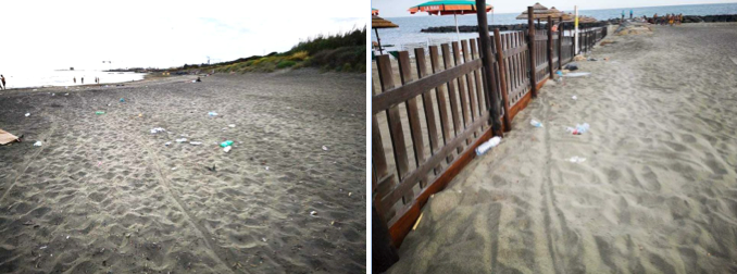 Scempio di rifiuti abbandonati sulla spiaggia di Torre Flavia