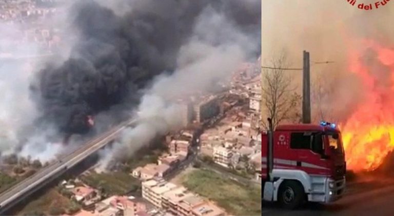 Catannia, emergenza incendi: evacuate decine di case, distrutto uno stabilimento balneare