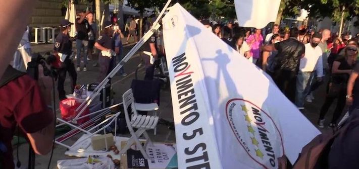 Assalto al gazebo del M5S: quattro decreti di perquisizione della polizia contro i presunti autori del danneggiamento