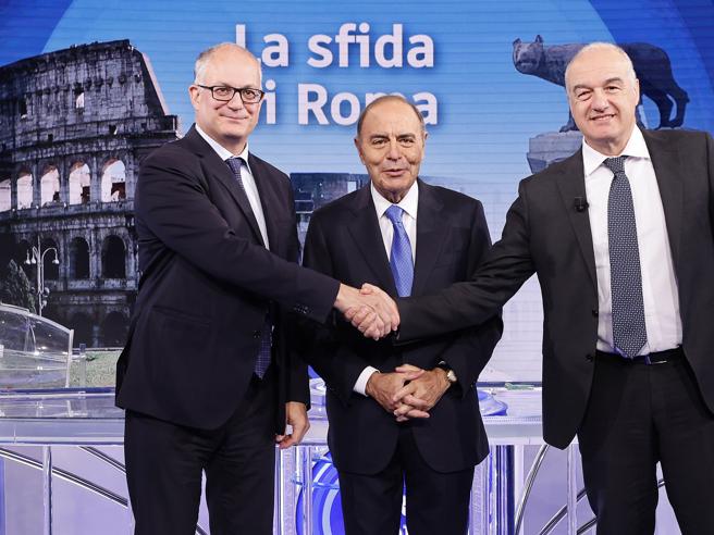 Elezioni a Roma, tensione al primo duello televisivo tra Gualtieri e Michetti