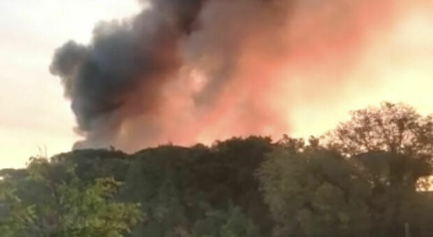 Ostia, incendio stamane nella tenuta Chigi a Castel Fusano