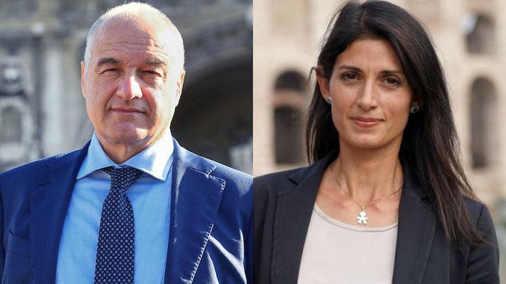 Elezioni Roma, incontro in Campidoglio tra la sindaca uscente Virginia Raggi ed Enrico Michetti