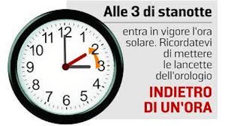 Ora solare: da stanotte lancette indietro di un’ora