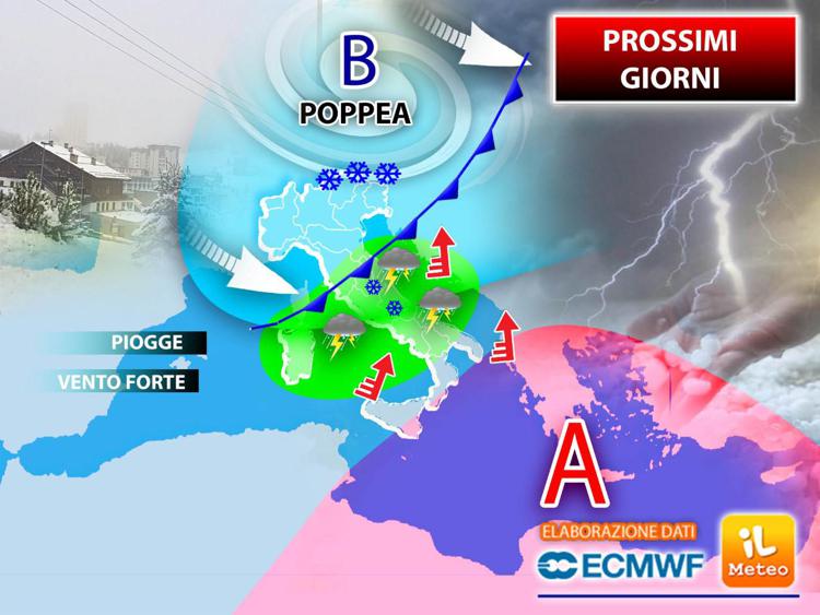 Meteo, ecco il ciclone “Poppea”: pioggia al nord e al centro Italia