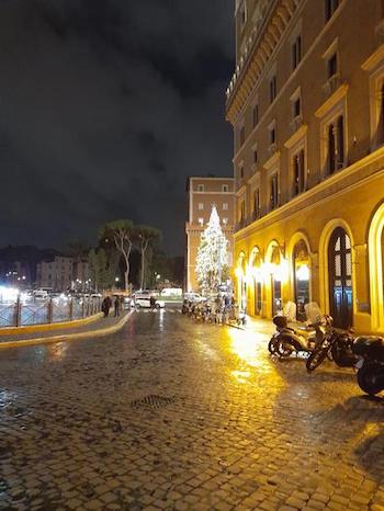 Roma, acceso l’albero di Natale in piazza Venezia