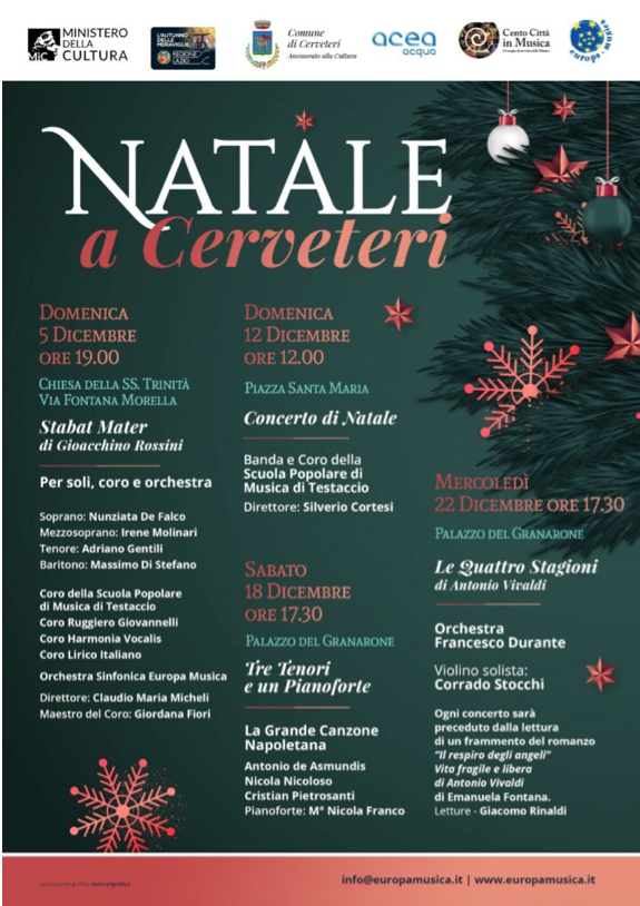 Natale a Cerveteri tra musica classica, opera e canzone napoletana