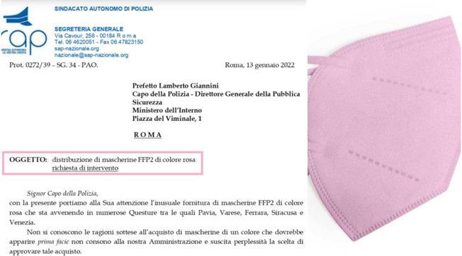 Mascherine Fffp2 color rosa alla polizia, il sindaco insorge: “Sono indecorose”