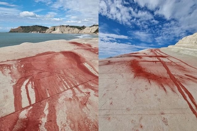Raid vandalico alla Scala dei Turchi: individuati dai carabinieri gli autori dell’imbrattamento