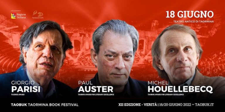 Editoria, il 18 giugno a Taormina il premio Taobuk 2022: i vincitori sono gli scrittori Paul Auster e Michel Michel Houellebecq e il fisico Giorgio Parisi