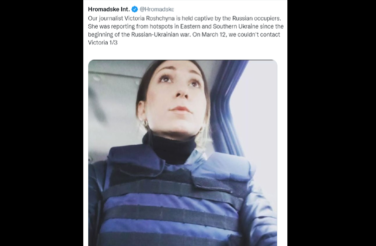 La giornalista ucraina Viktoria Roshchyna è stata rapita a Kiev