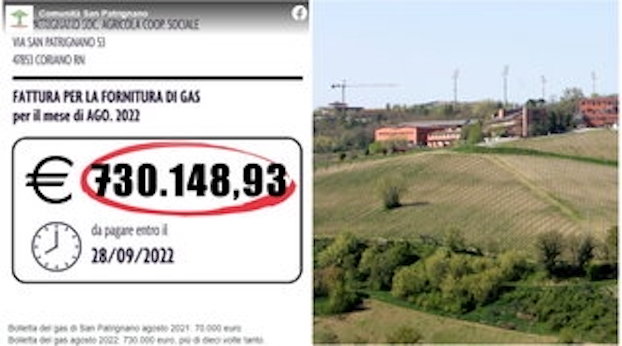 San Patrignano rischia di dover chiudere interi settori a causa dell’aumento vertiginoso dei prezzi delle bollette
