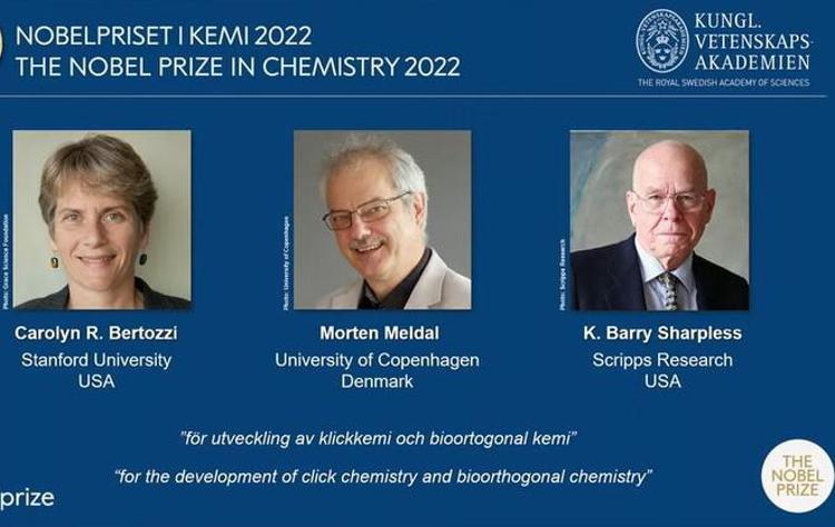 Premio Nobel per la Chimica a Bertozzi (Usa), Sharpless (Usa) e Meldan (Danimarca)