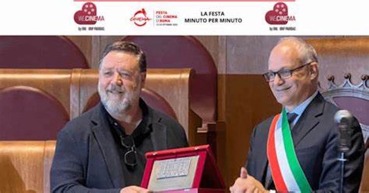 La super star Russell Crowe “incoronato” dal sindaco Gualtieri Ambasciatore di Roma nel mondo