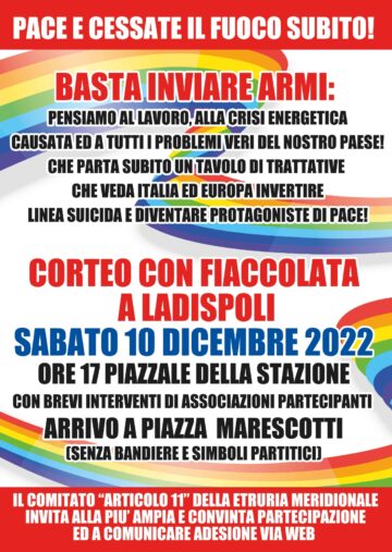 Associazioni di Cerveteri e Ladispoli insieme per dire “No alla guerra!”