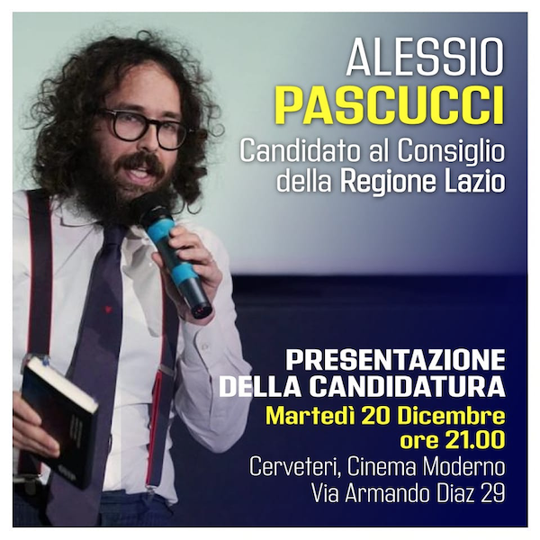 Pascucci presenta la sua candidatura alle elezioni regionali del Lazio 2023