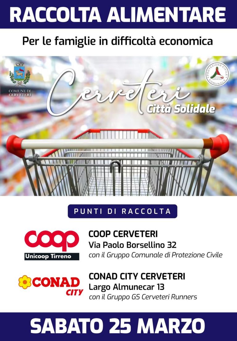 Sabato raccolta alimentare a Cerveteri nei supermercati Coop e Conad City