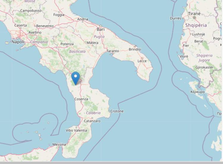 Calabria, registrata scossa di magnitudo 3.8 in provincia di Cosenza