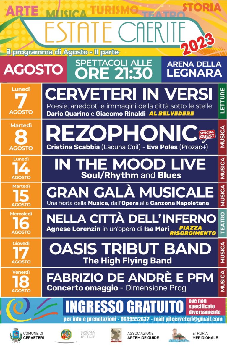 Battafarano: “È con grande piacere che vi annuncio nuovi appuntamenti del mese di agosto dell’Estate Caerite 2023”