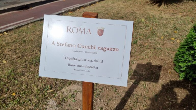 Una nuova targa e un nuovo albero per Stefano Cucchi, erano stati divelti in estate