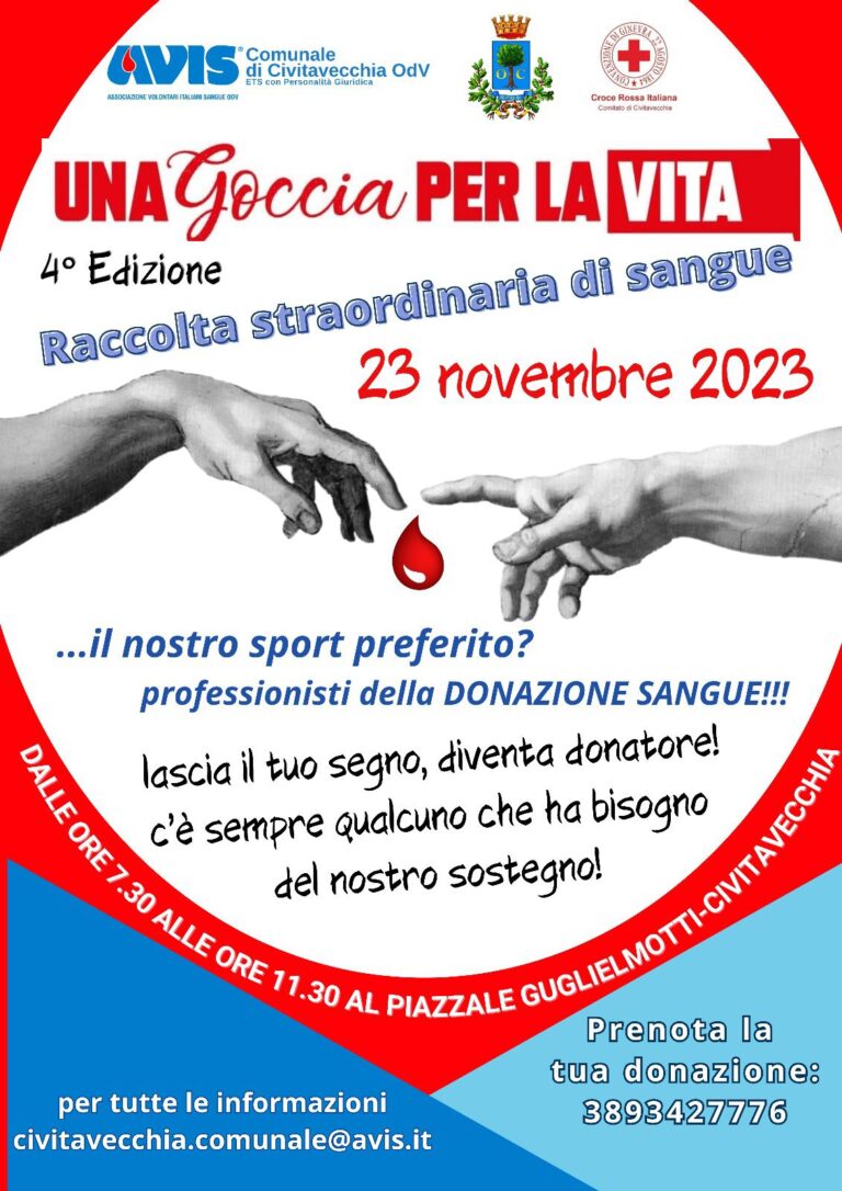 “Una goccia per la vita”, prenota       la donazione di sangue