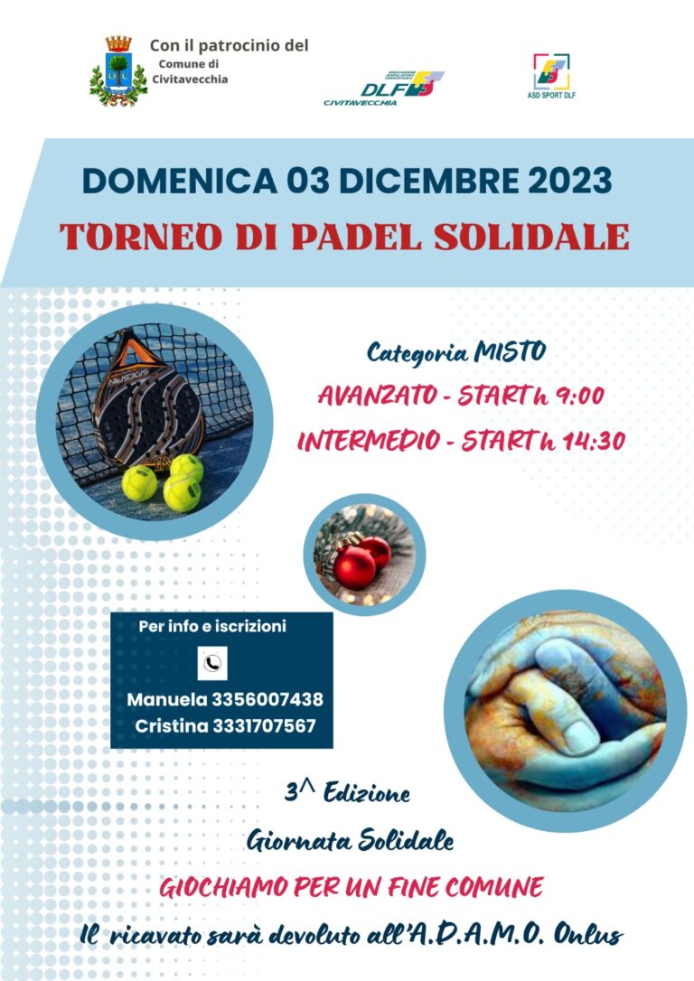 Terza edizione della giornata solidale istituita dal Dlf Civitavecchia torneo   di padel solidale